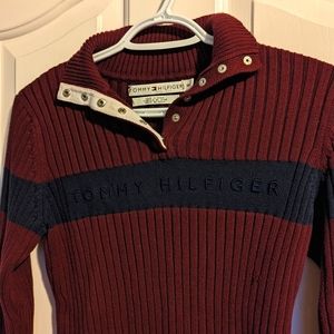 Tommy Hilfiger Red Button Neck Sweater Size Small